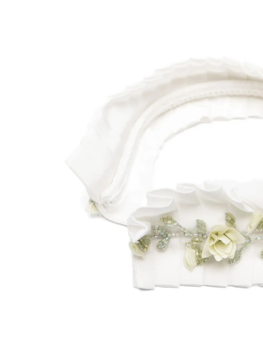 MAISON AVA Haarband verfraaid met plooien en bloemen Wit