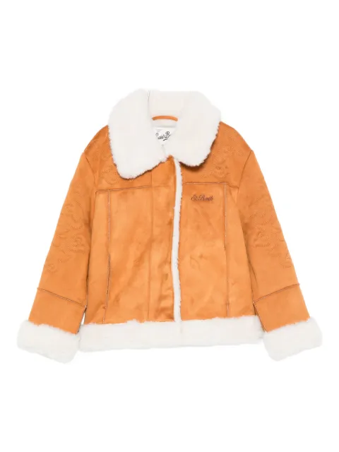 MC2 Saint Barth Kids logo-embroidered faux fur-collar jacket