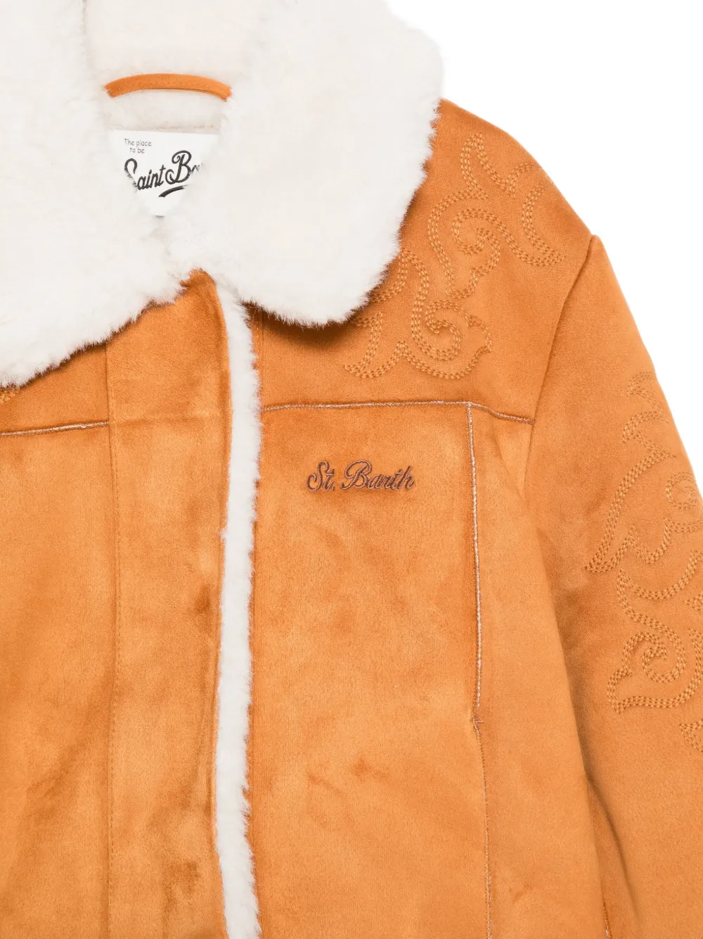 Mc2 Saint Barth Logo-embroidered Faux Fur-collar Jacket In Multi