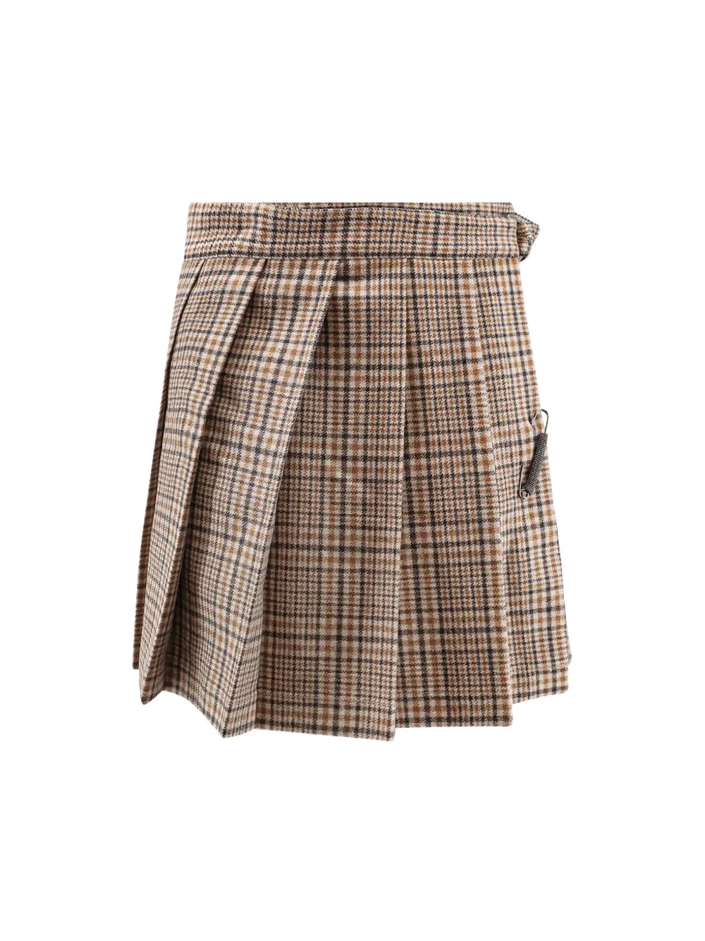 Brunello Cucinelli pleated check mini skirt - Bruin