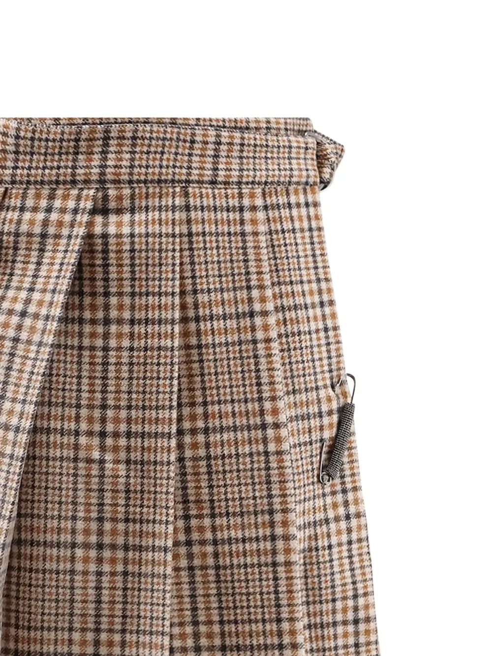 Brunello Cucinelli Geruite mini-plooirok Bruin