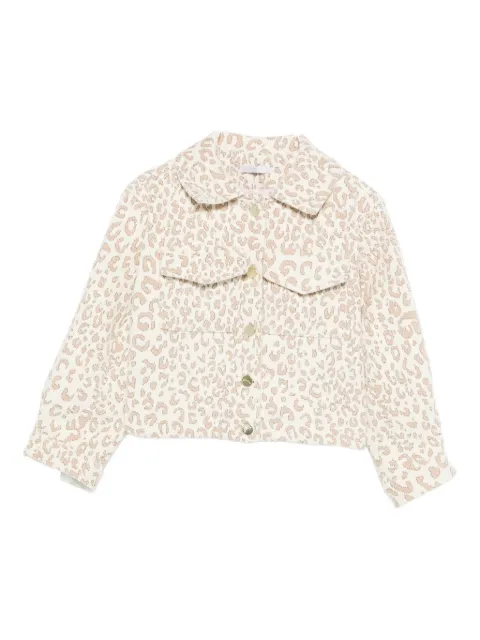Miss Grant Kids leopard-print denim jacket