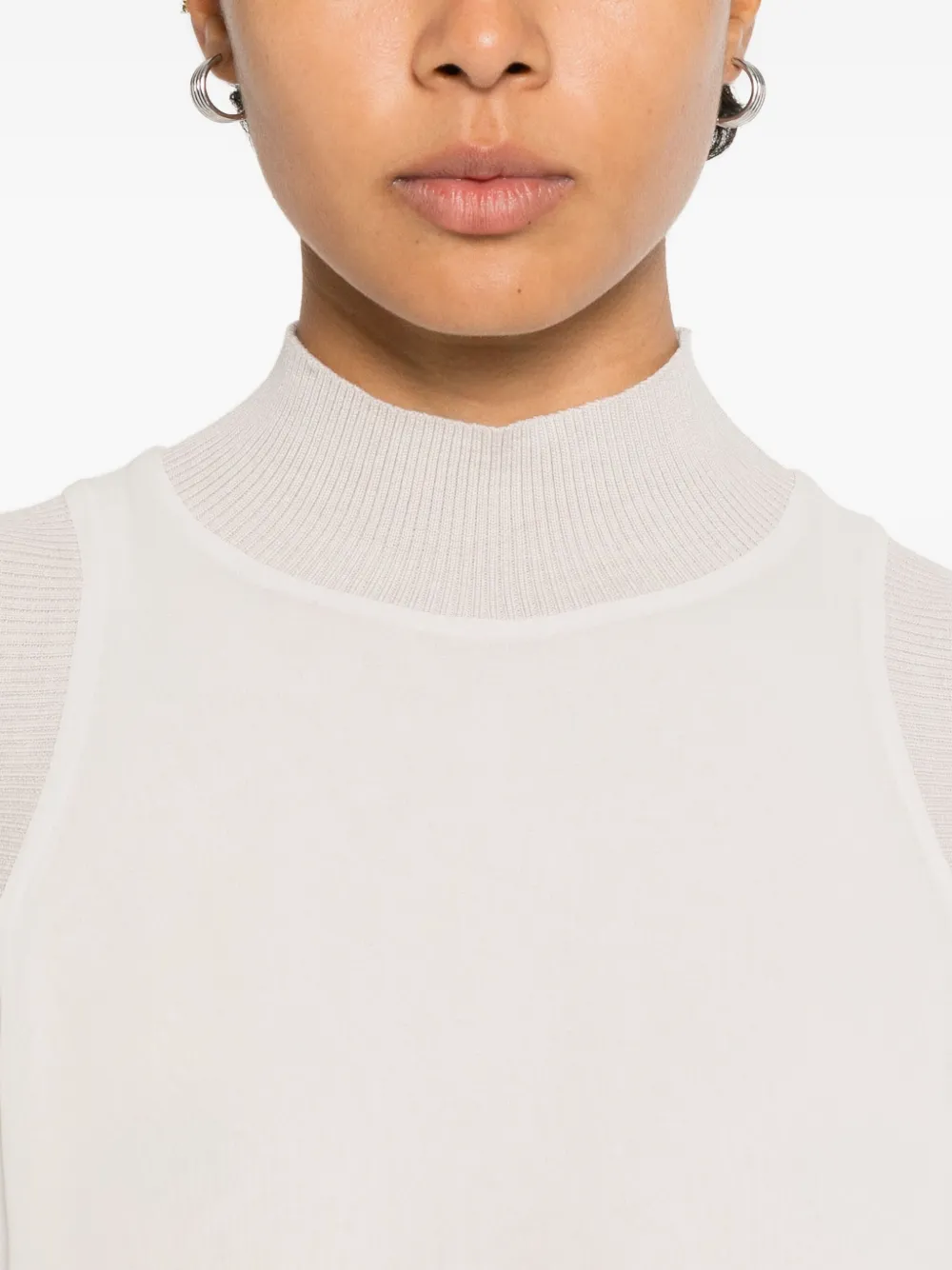 Peserico Geribbelde top met hoge hals Wit