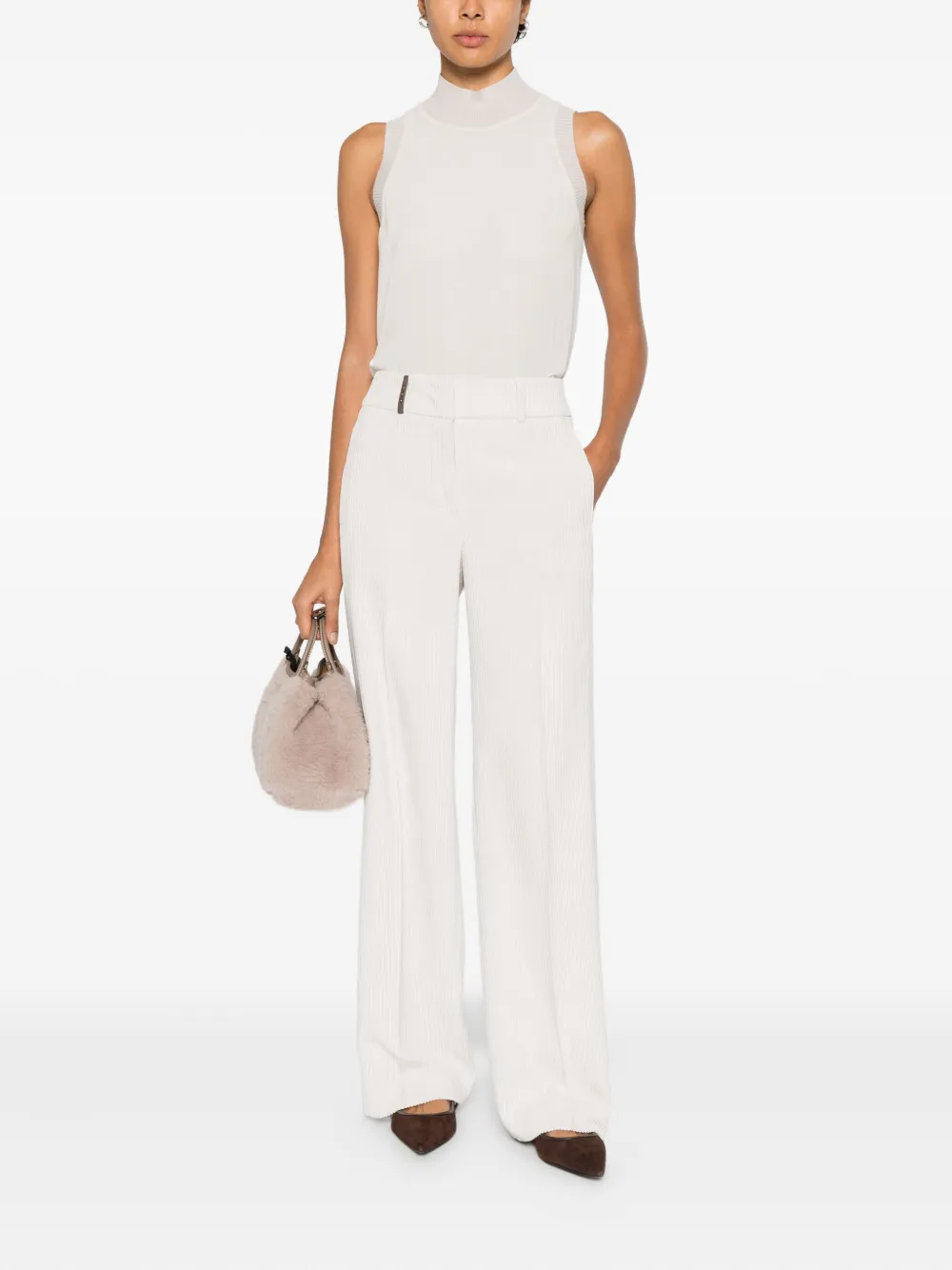 Peserico Geribbelde top met hoge hals Wit