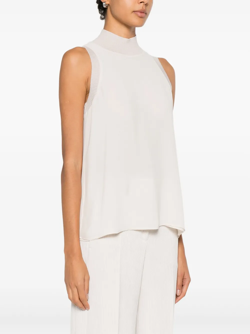 Peserico Geribbelde top met hoge hals Wit
