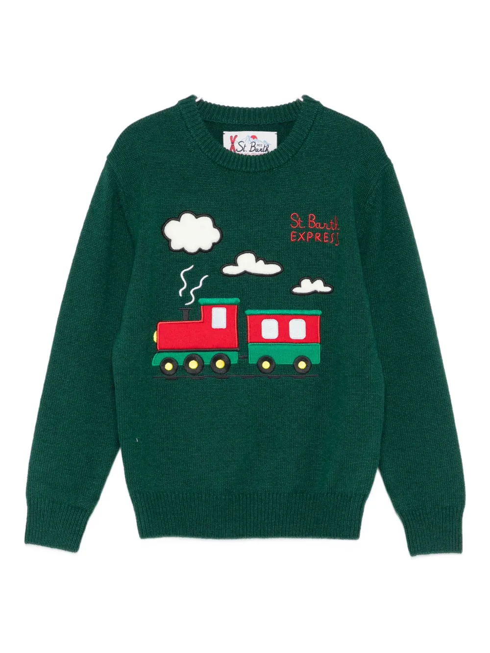 MC2 Saint Barth Kids train-intarsia jumper | Green | Image 1