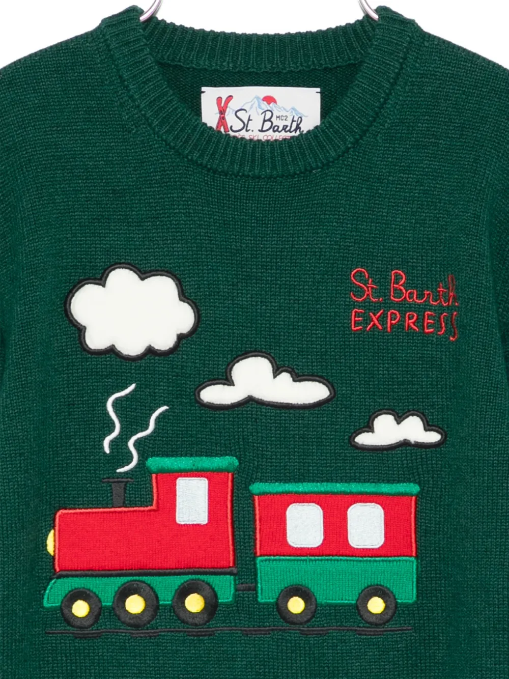 Mc2 Saint Barth Train-intarsia Jumper In Green