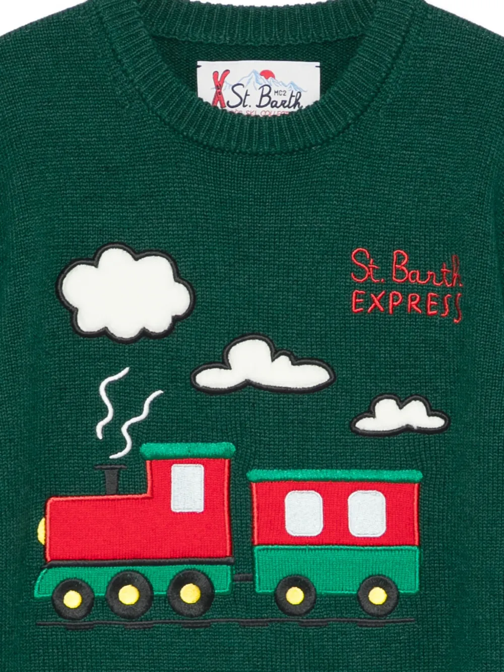 MC2 Saint Barth Kids Trui met trein-intarsia Groen