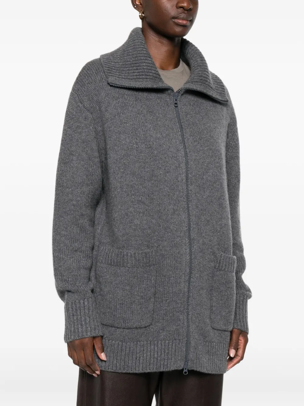 Lisa Yang Drop-shoulder Cardigan In Gray