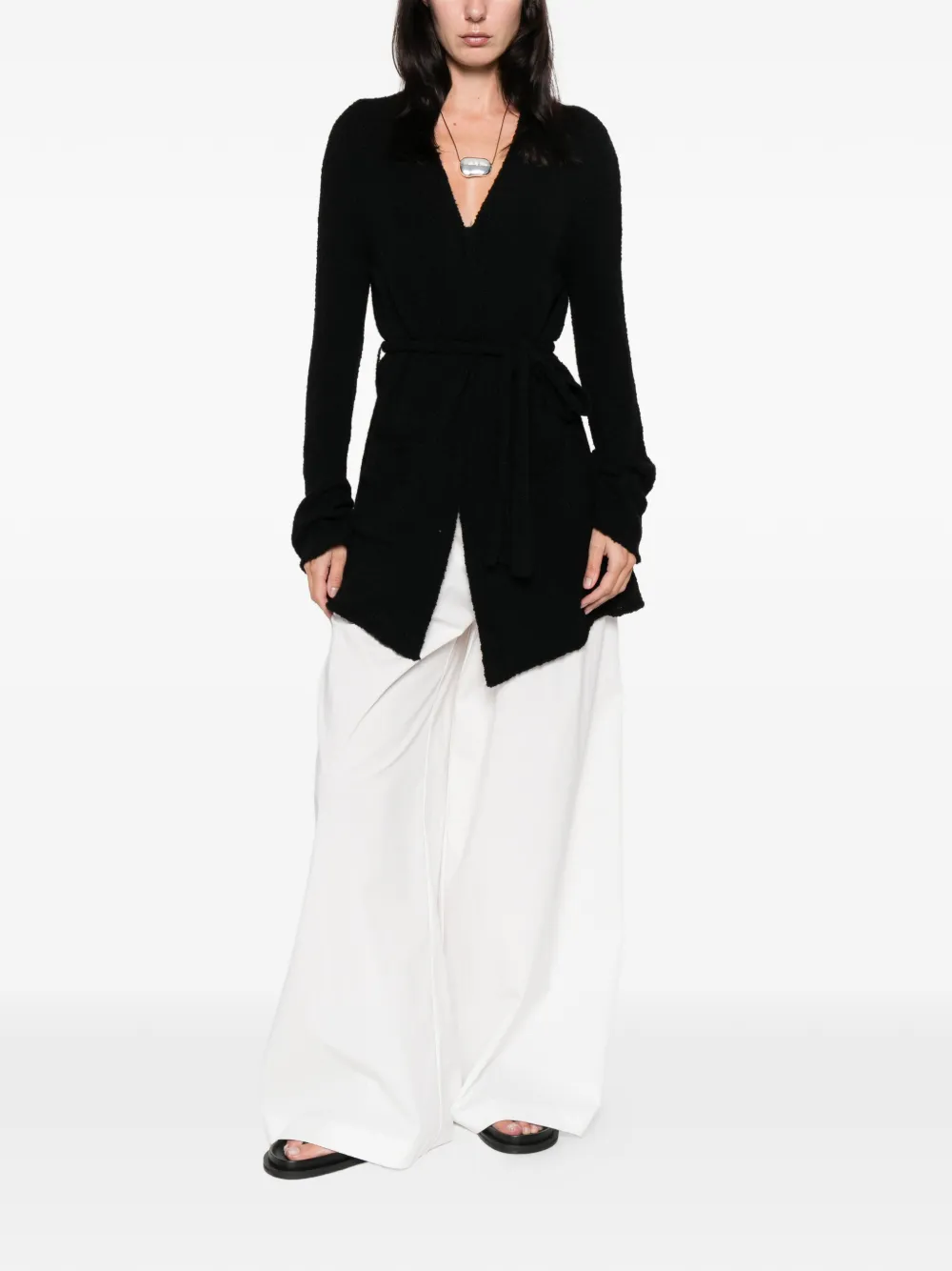 Roberto Collina Tie-waist Cardi-coat In Black