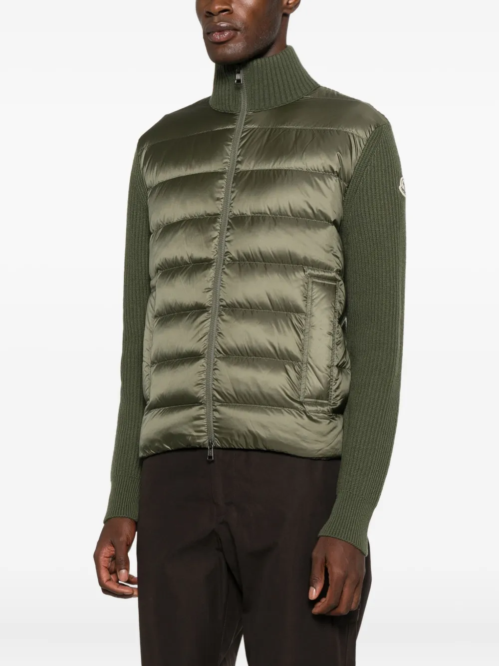 Moncler Vest met rits en gewatteerd vlak Groen