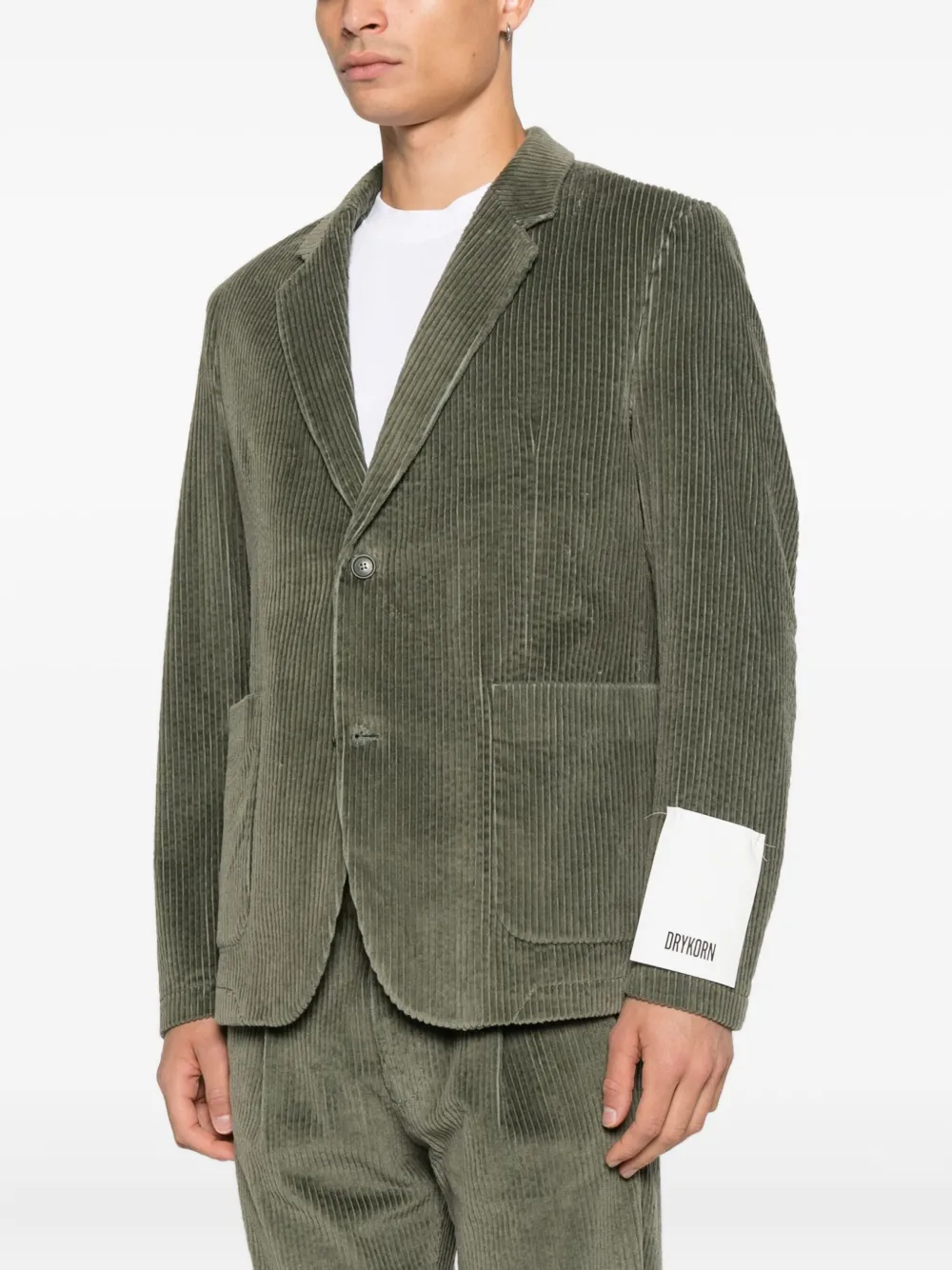 Drykorn Marls ribfluwelen jack met zakken Groen