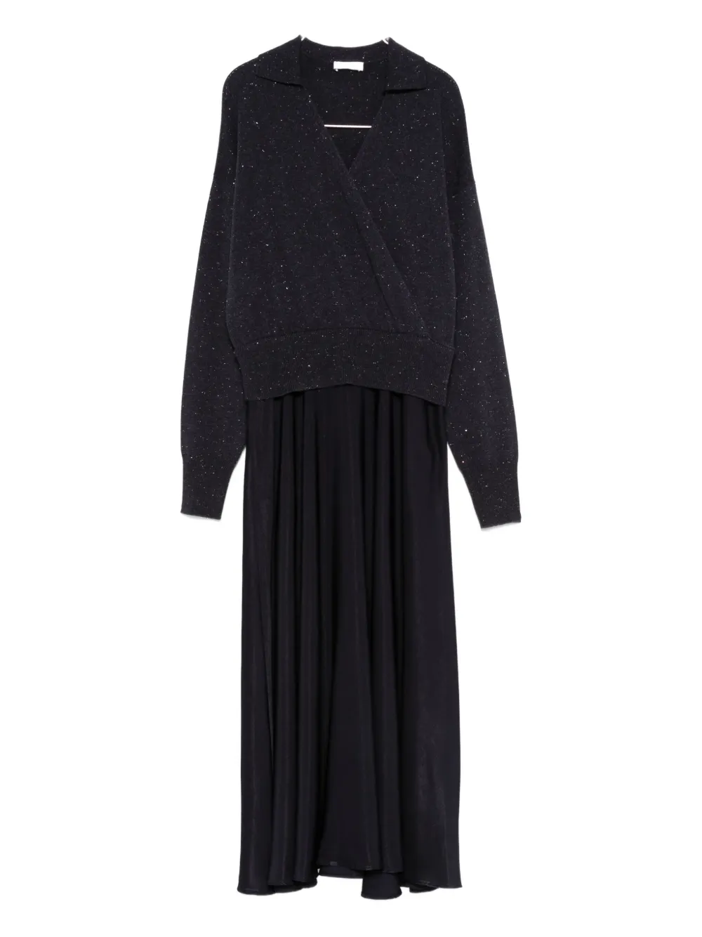Peserico Panelled Midi Dress In Black