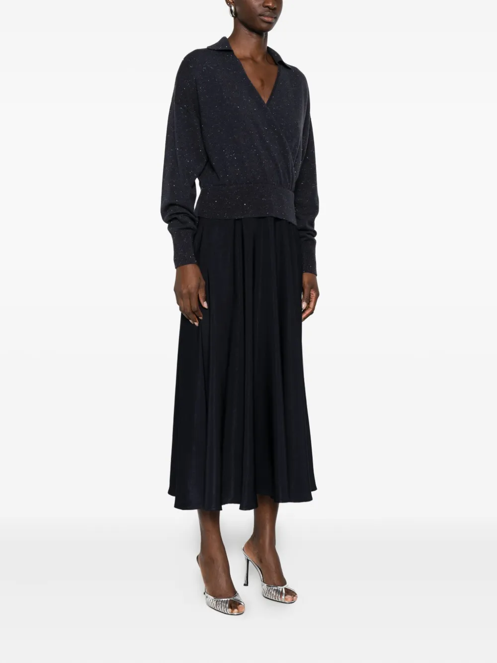 Peserico Panelled Midi Dress In Black