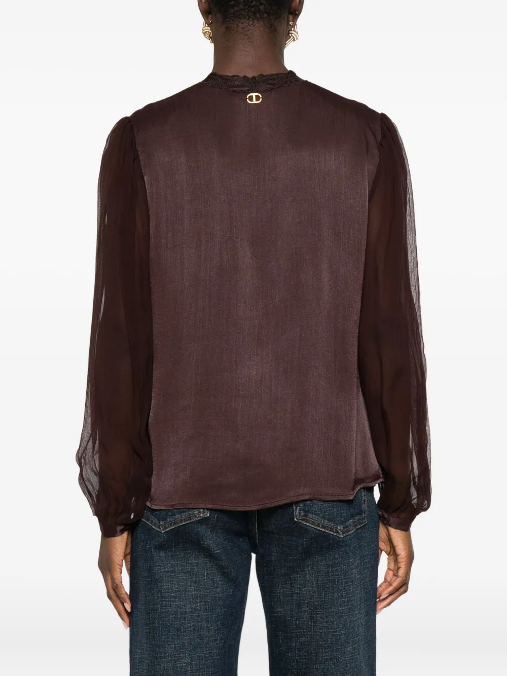 TWINSET Blouse met detail van kant Bruin