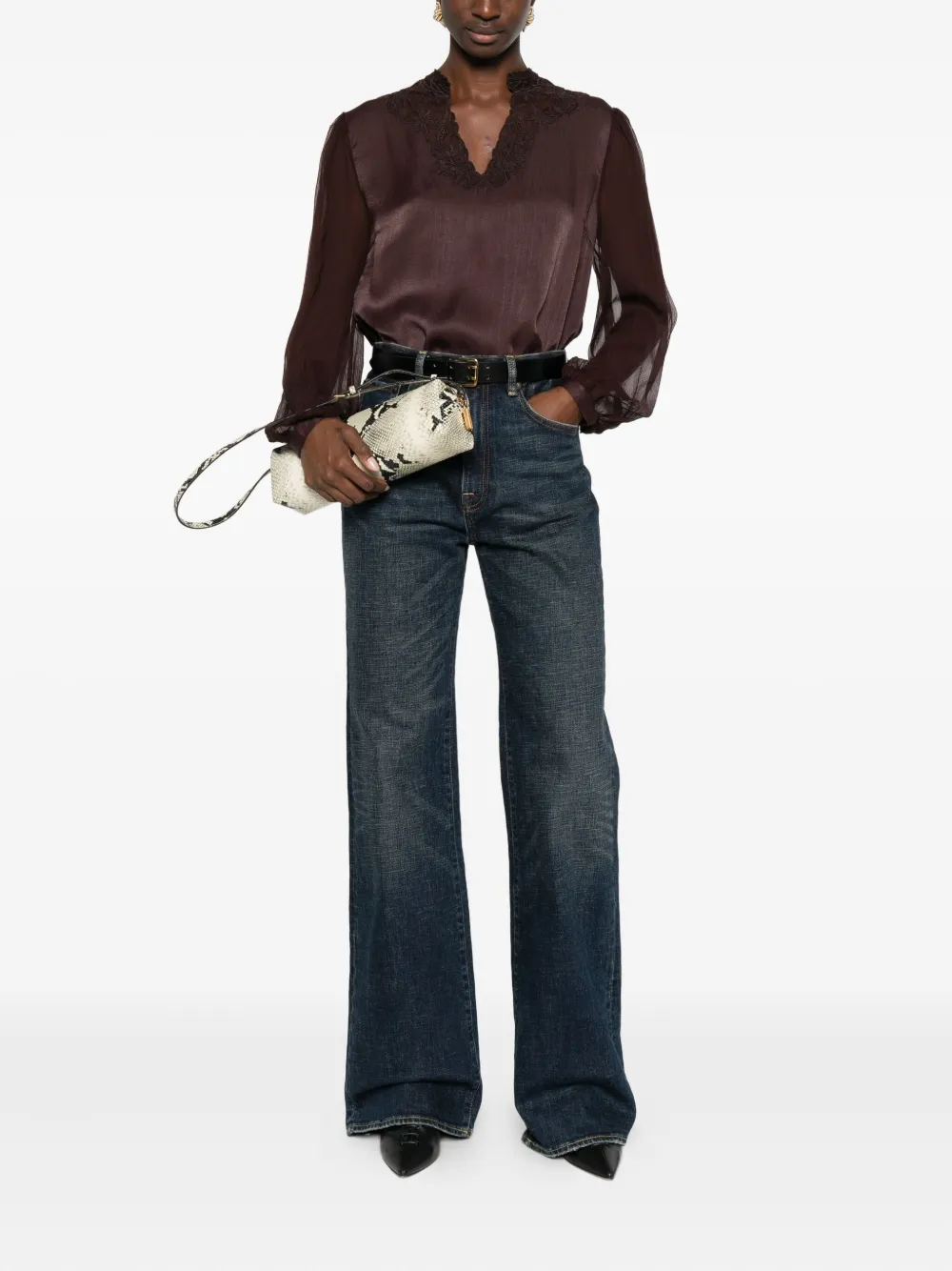 TWINSET lace-detailing blouse - Bruin