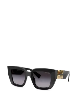 MIU MIU キャットアイ サングラス ブラック ゴールドロゴ Miu Miu Eyewear キャットアイ サングラス | ブラック | FARFETCH JP
