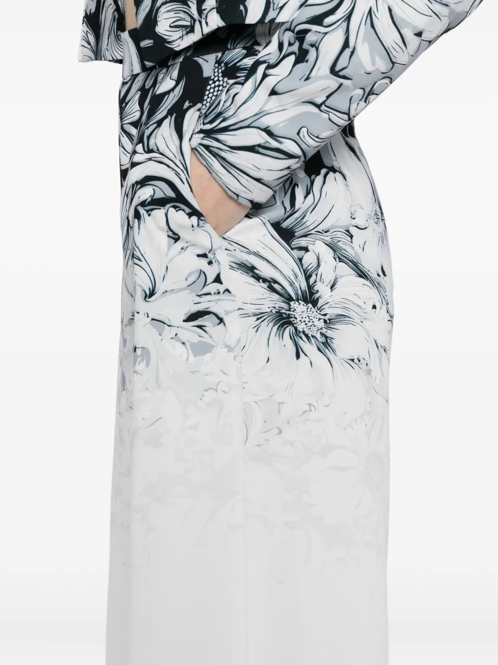 Saiid Kobeisy Printed Crepe Wide-leg Trousers In White