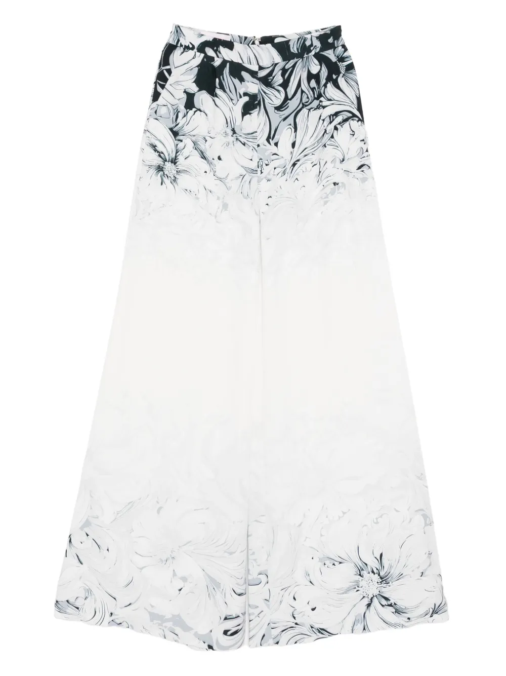 Saiid Kobeisy Printed Crepe Wide-leg Trousers In White