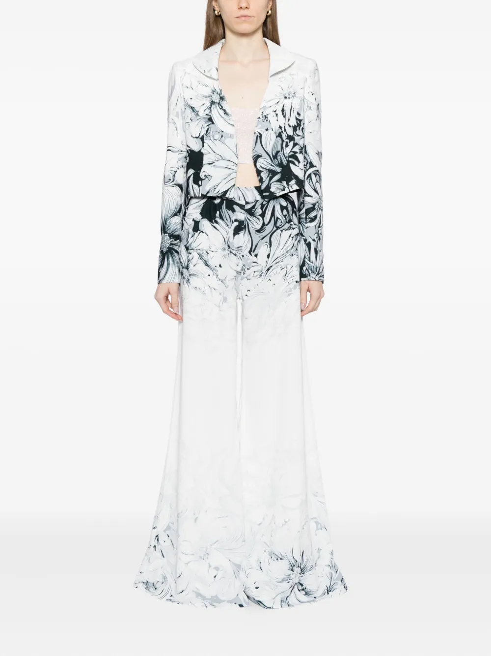 Saiid Kobeisy Printed Crepe Jacket In White