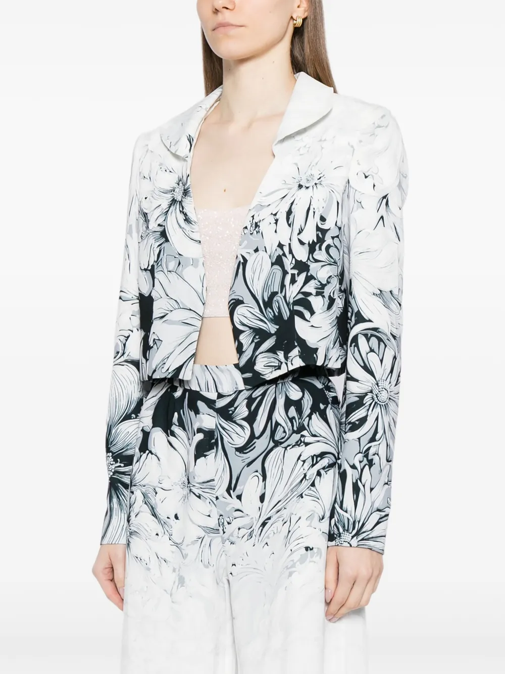 Saiid Kobeisy Printed Crepe Jacket In White