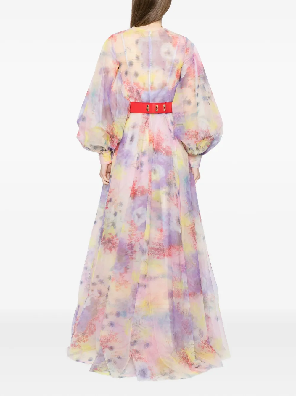 Saiid Kobeisy Floral-printed Tulle Gown In Purple