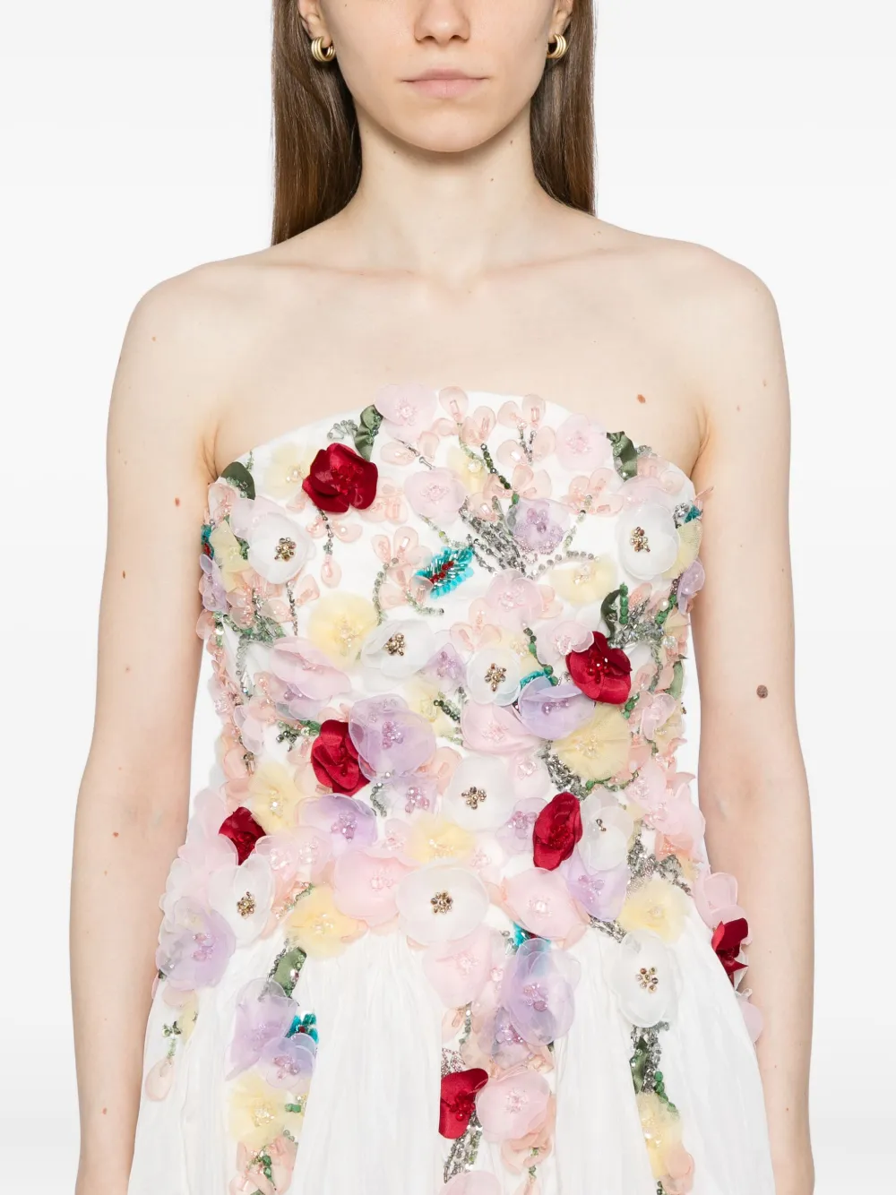 Saiid Kobeisy Embellished Taffeta Gown In White