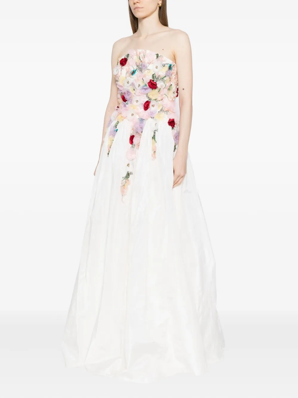Saiid Kobeisy Embellished Taffeta Gown In White