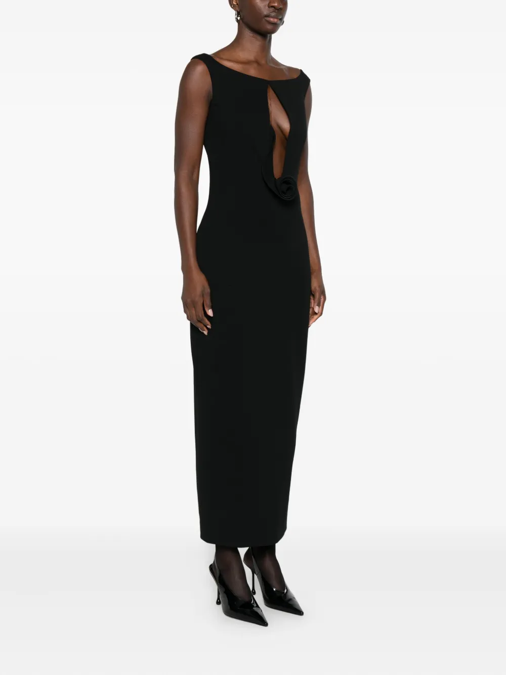 Magda Butrym Rosette-detail Cut-out Maxi Dress In Black