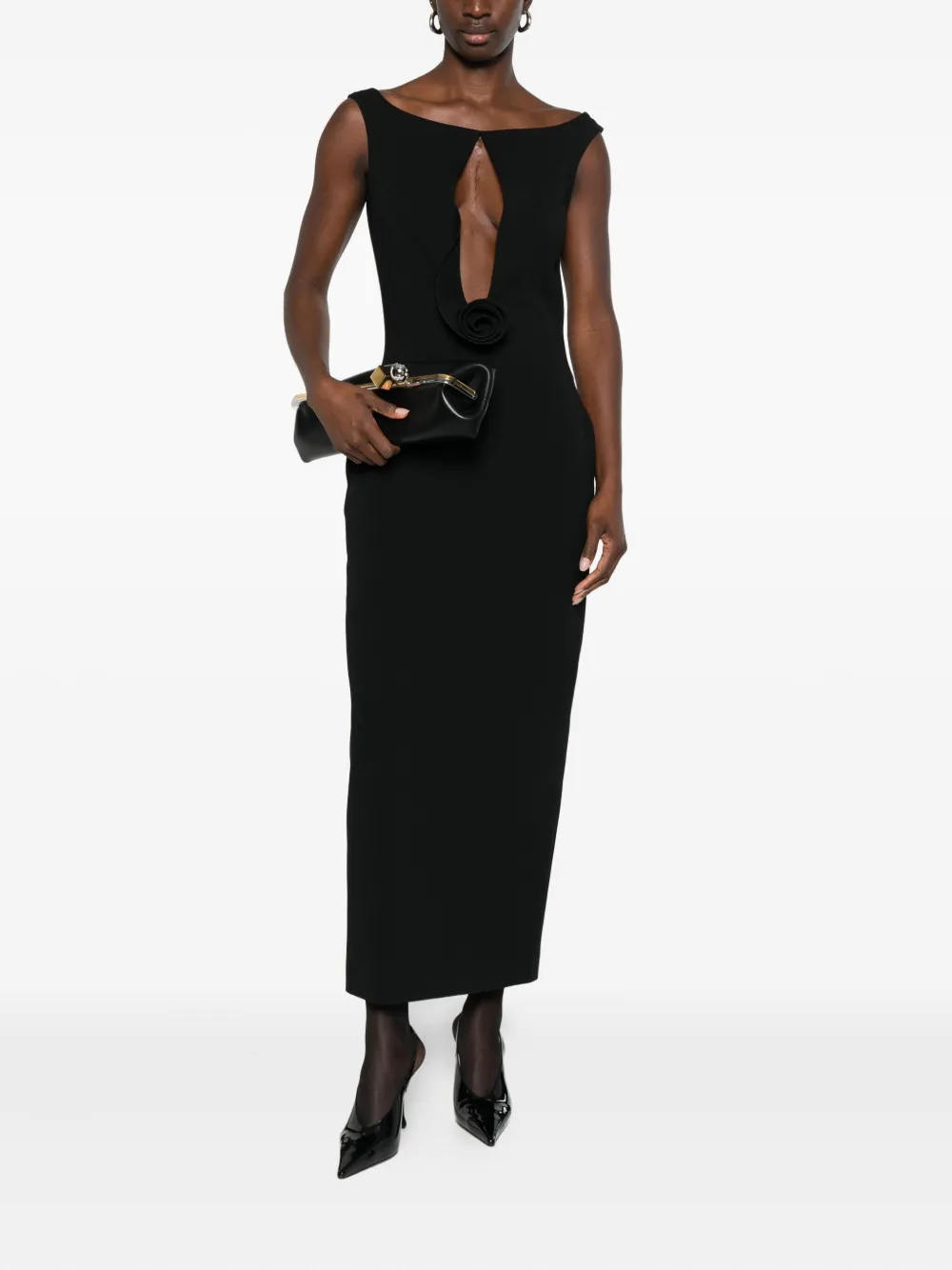 Magda Butrym Rosette-detail Cut-out Maxi Dress In Black