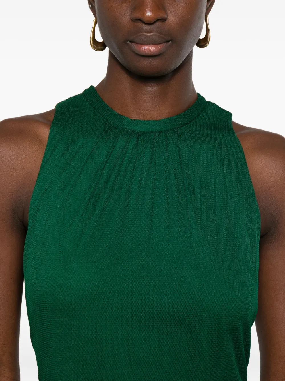 Max Mara Carnet Gathered-detail Maxi Dress In Green