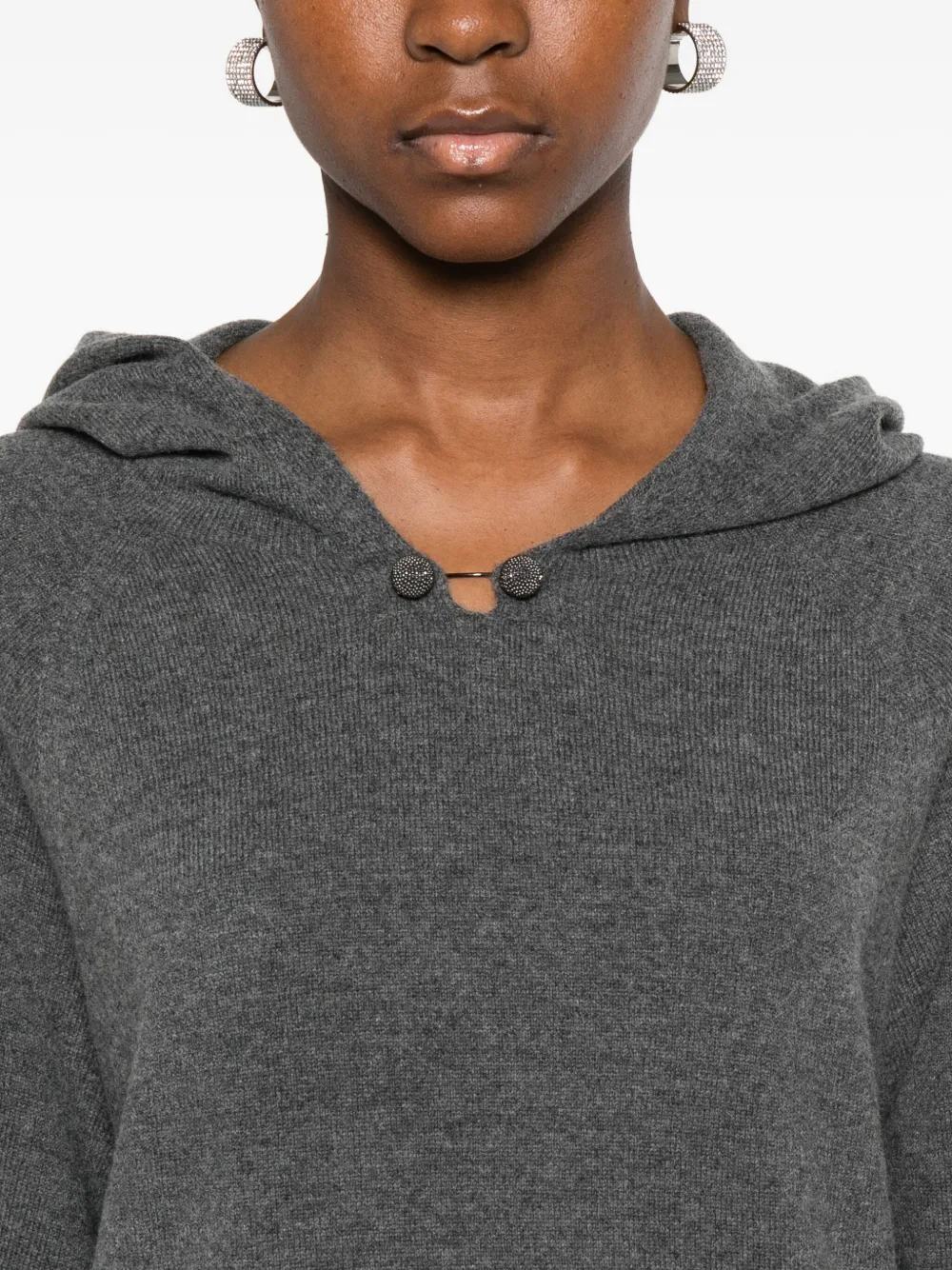 Fabiana Filippi Gebreide top met knoopdetail en capuchon Grijs