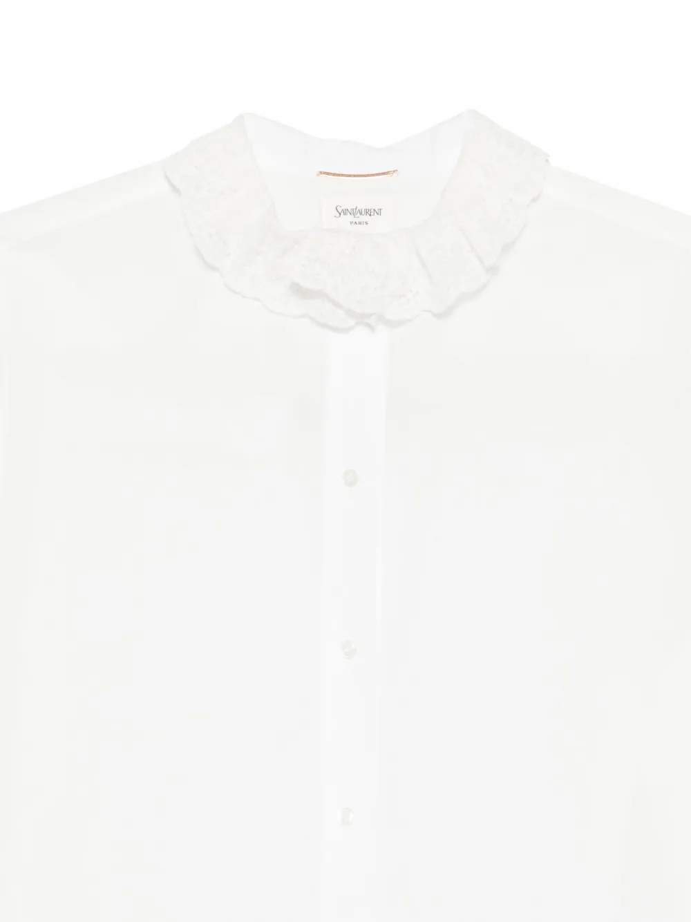 Saint Laurent Blouse met kanten kraag Wit