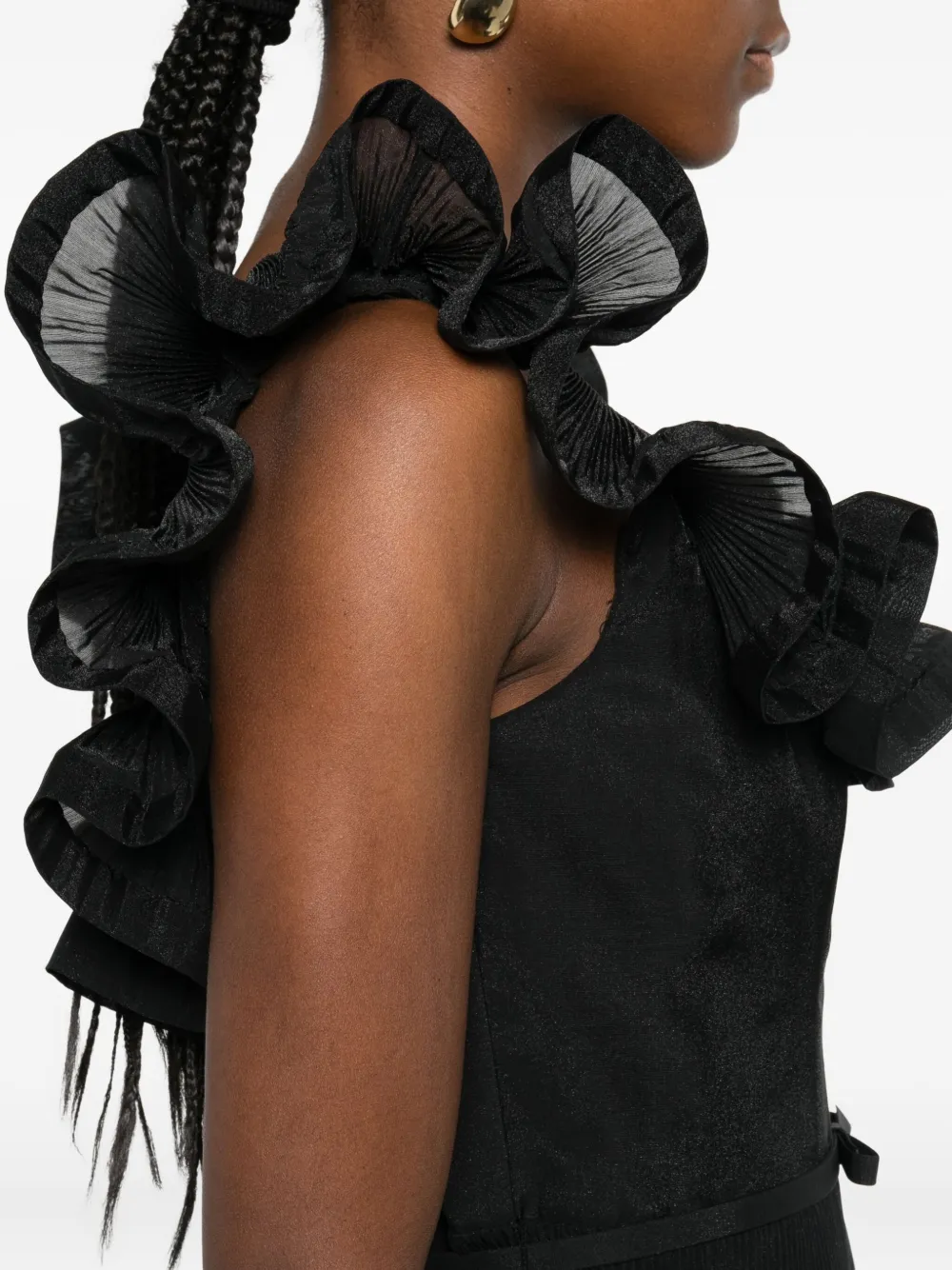 Zimmermann Pleated Frill Mini Dress In Black