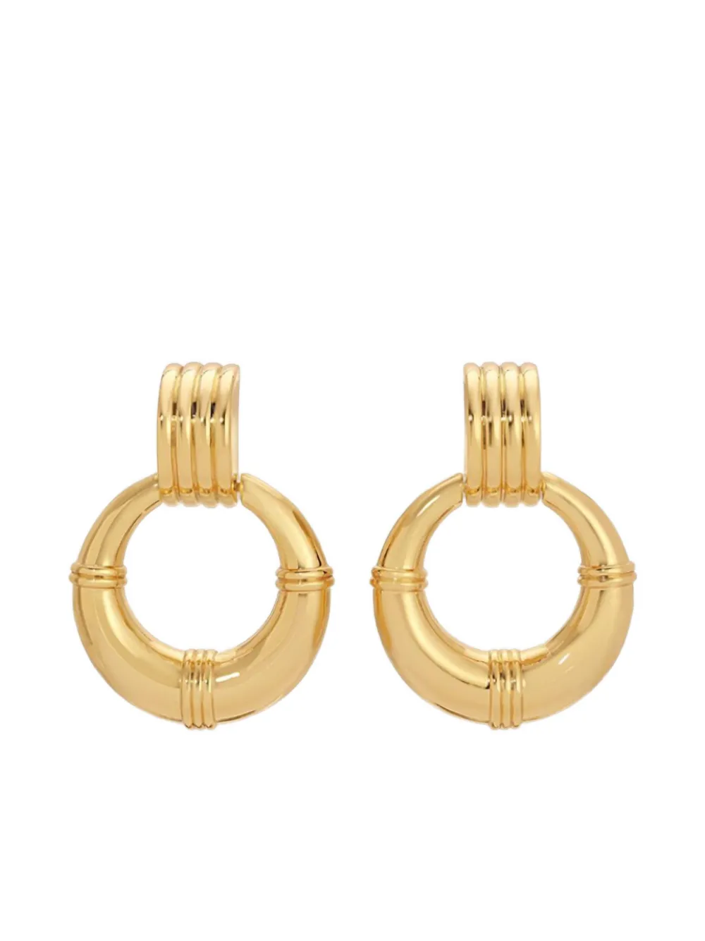 Heaven Mayhem ribbed hoop earrings - ゴールドトーン