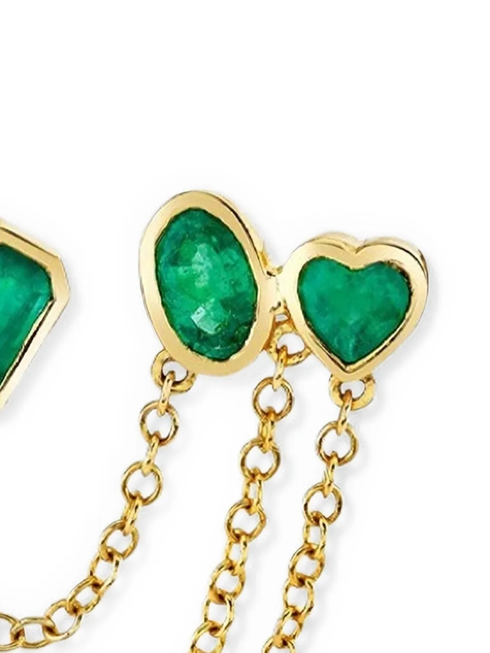 SHAY Emerald Double-chain Stud Earrings in Gold, view 2