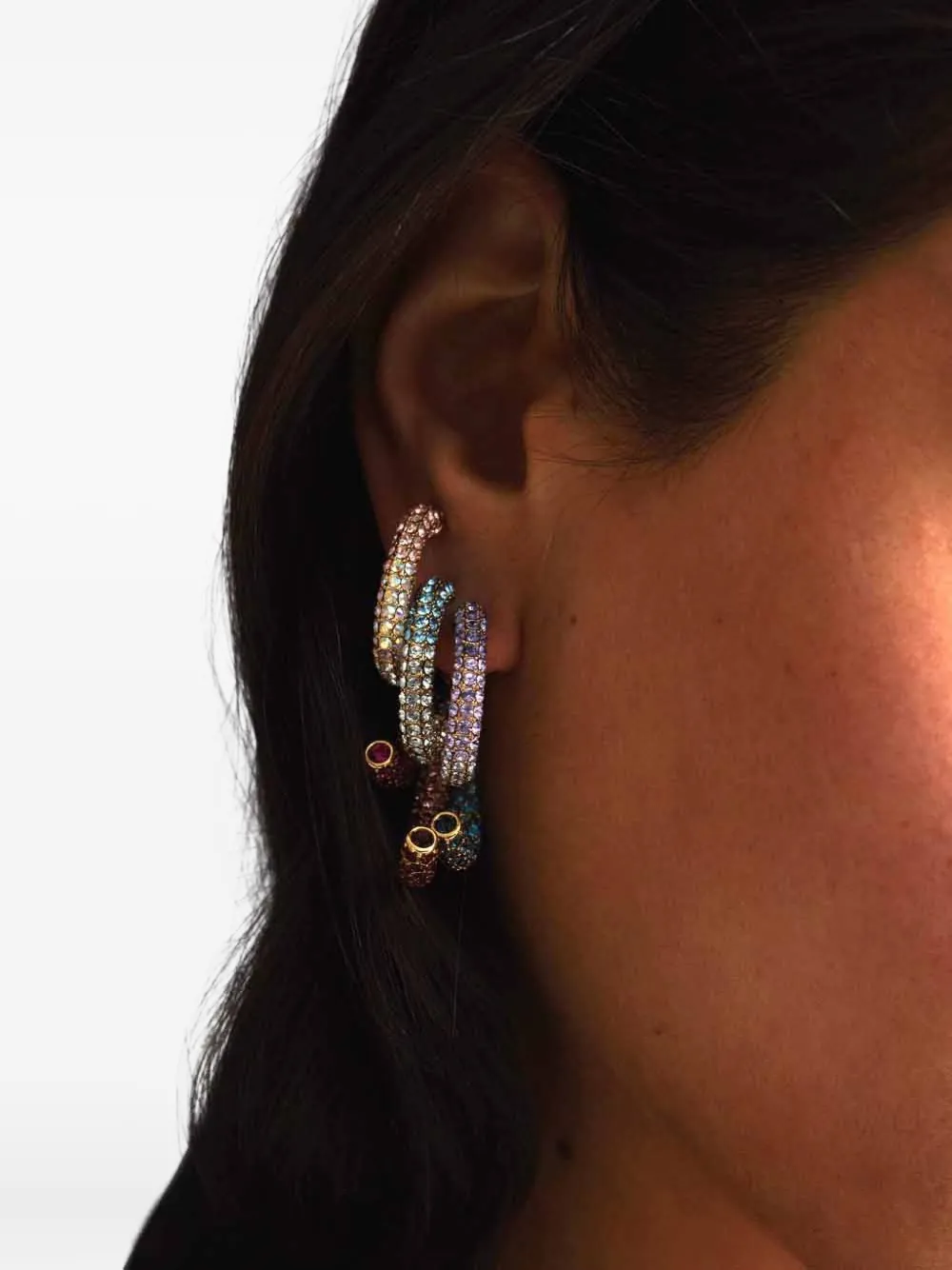 DEMARSON New York Luna pave hoop earrings - Goud