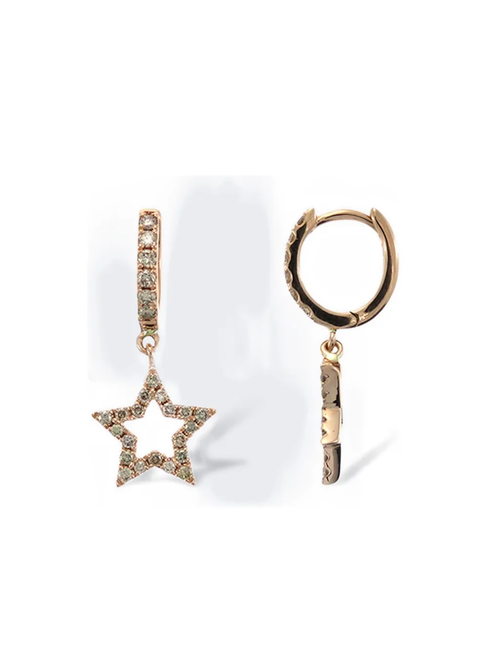 Rosa de la Cruz 18K yellow gold star-charm diamond earrings - ゴールドトーン