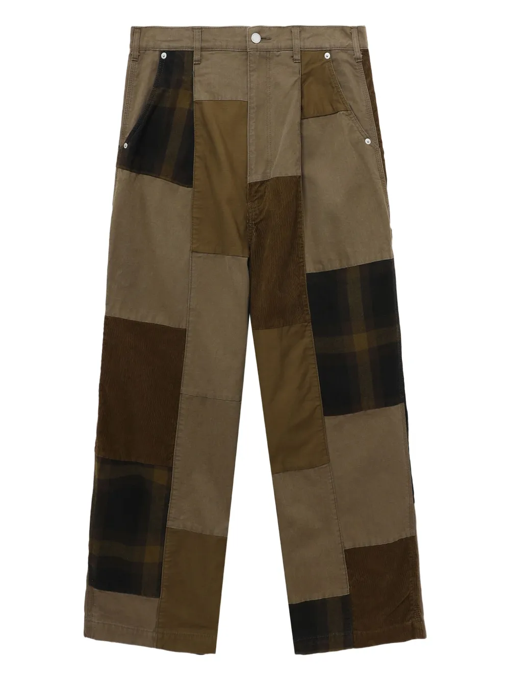 Comme Des Garçons Homme Deux Patchwork Trousers In Brown