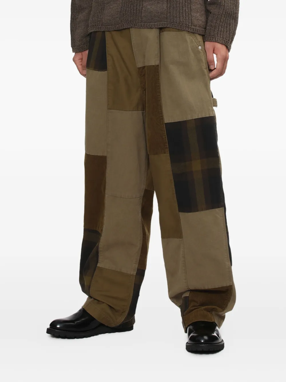 Comme Des Garçons Homme Deux Patchwork Trousers In Brown