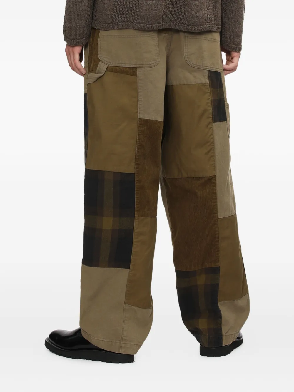 Comme Des Garçons Homme Deux Patchwork Trousers In Brown