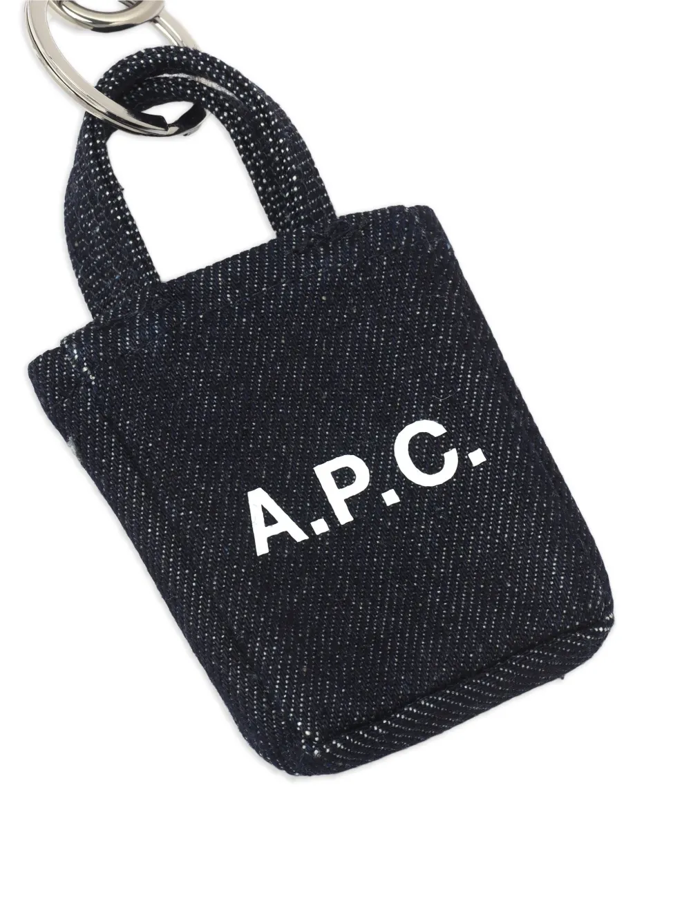 Apc Tote Lou Denim Keychain In Blue
