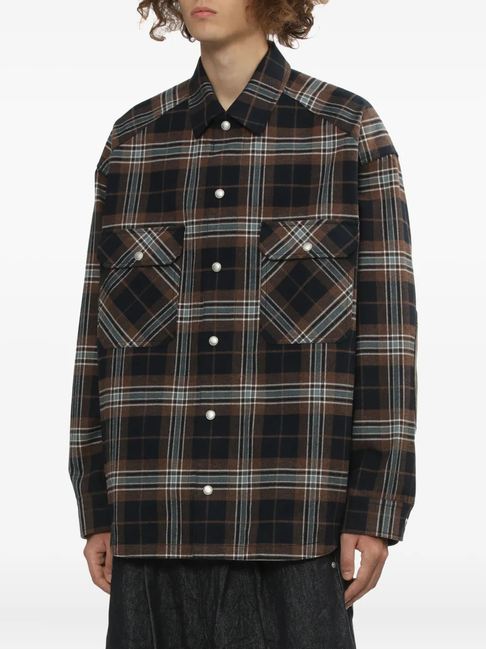 Comme Des Garçons Homme Deux Plaid Elbow-patch Shirt In Black