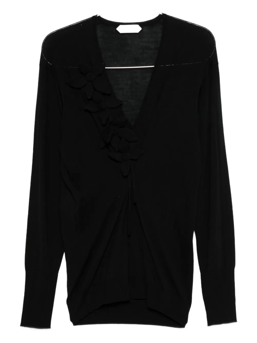 Alberta Ferretti Floral-appliqué Cardigan In Black