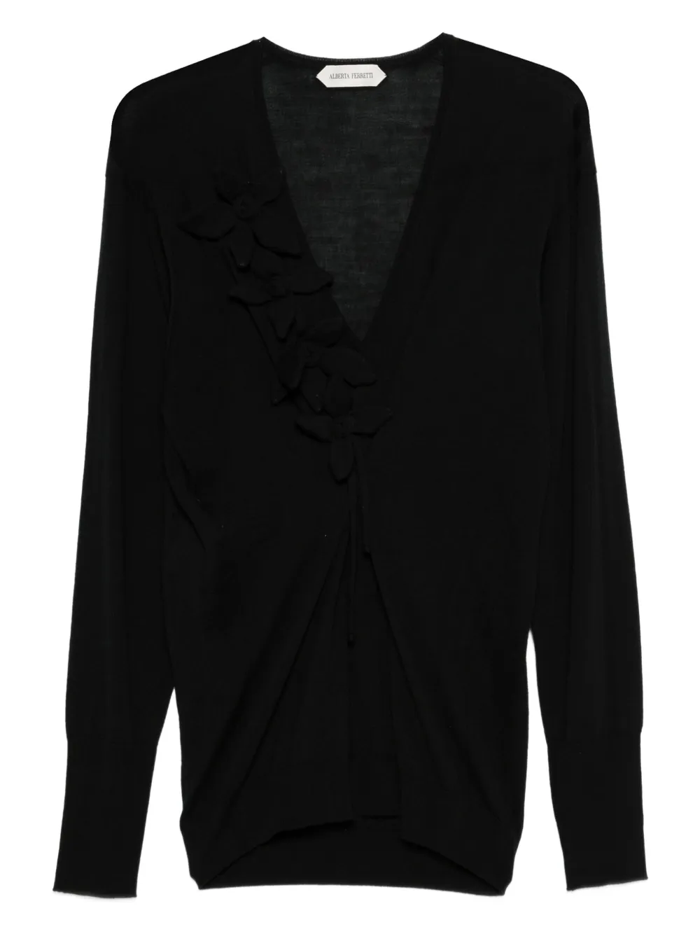 Alberta Ferretti floral-appliqué cardigan - Nero