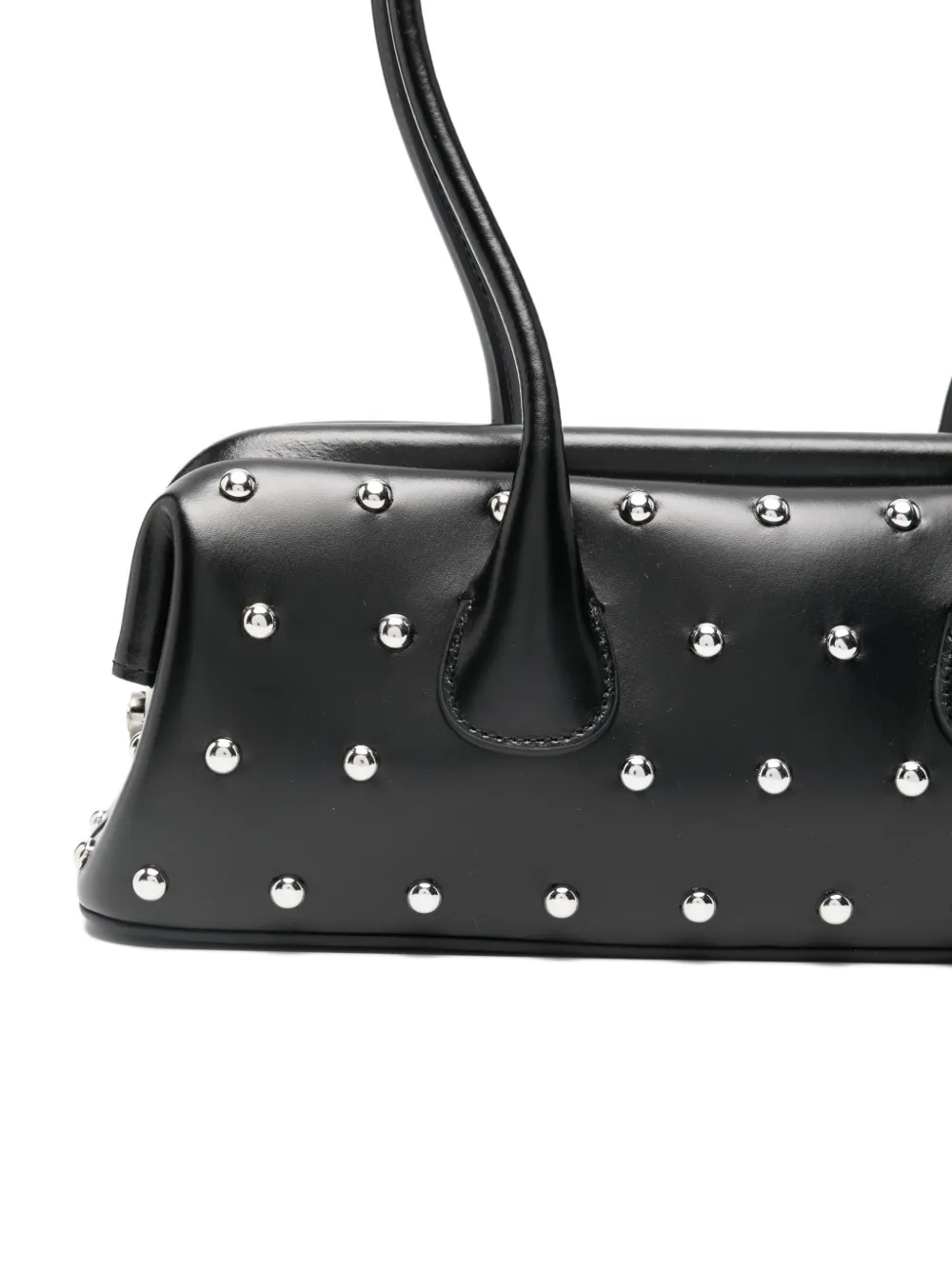 Osoi Mini Boat Wide Studded Shoulder Bag In Black