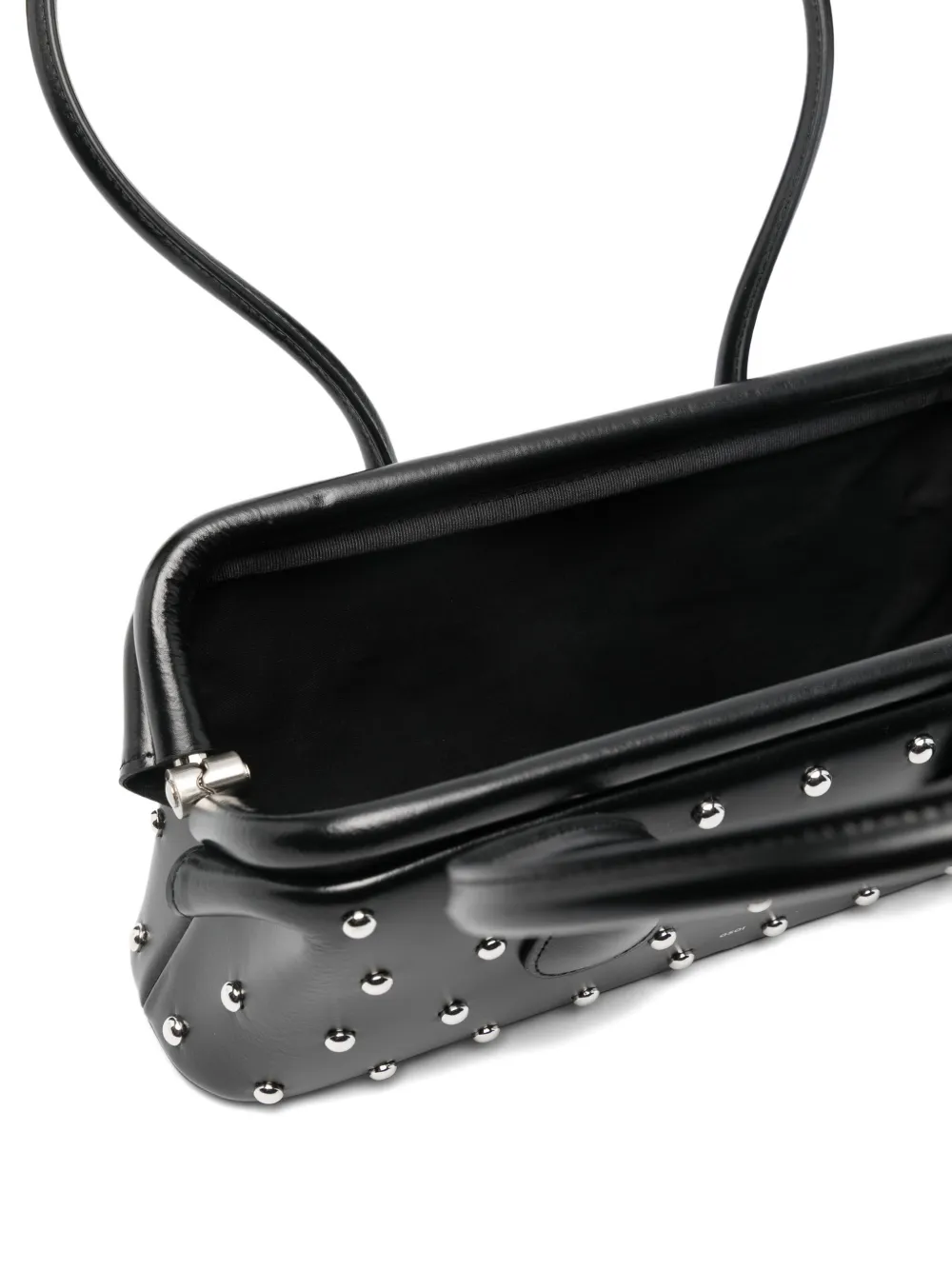 Osoi Mini Boat Wide Studded Shoulder Bag In Black