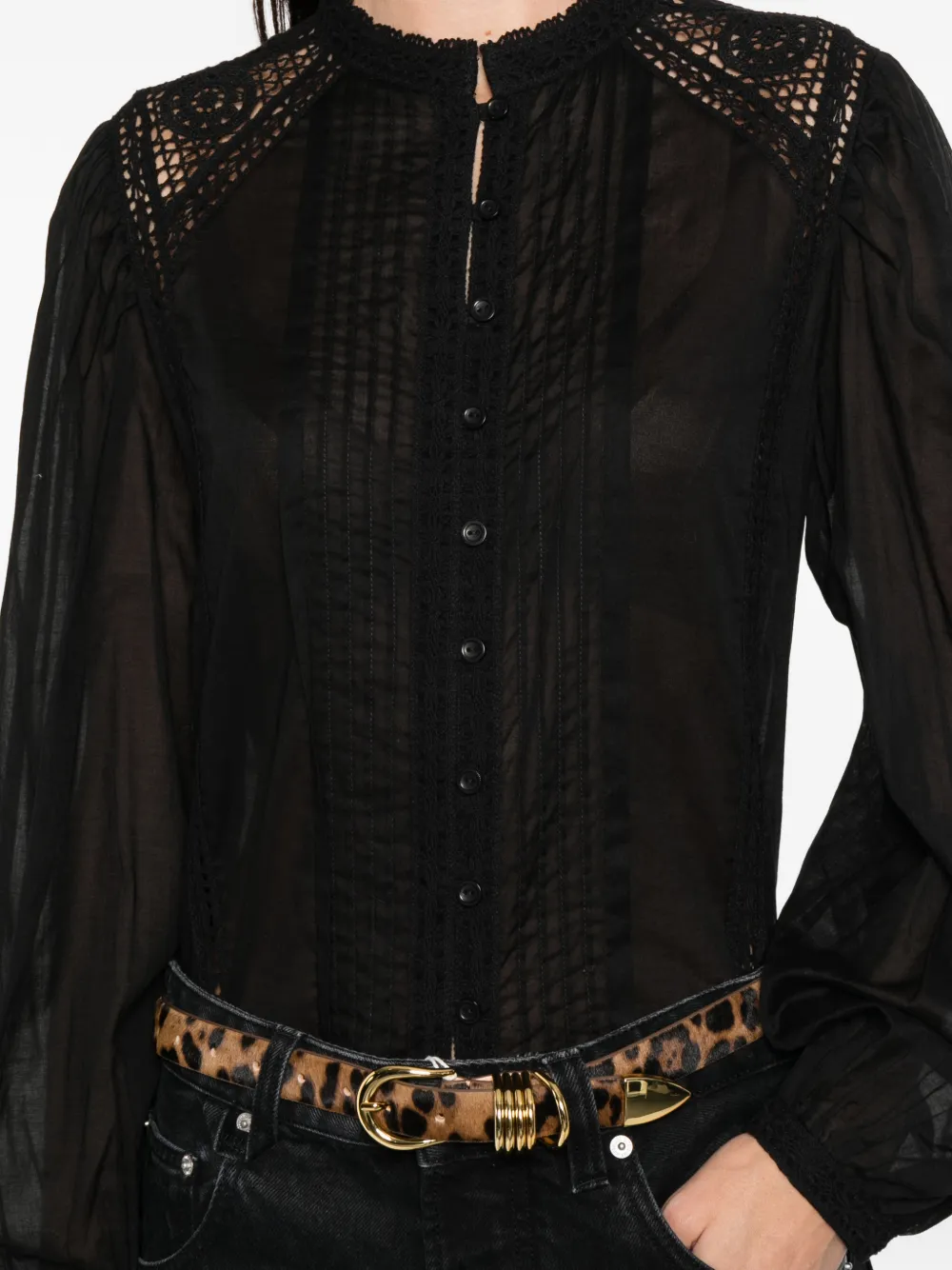 Isabel Marant Étoile Greicy Lace-panel Top In Black