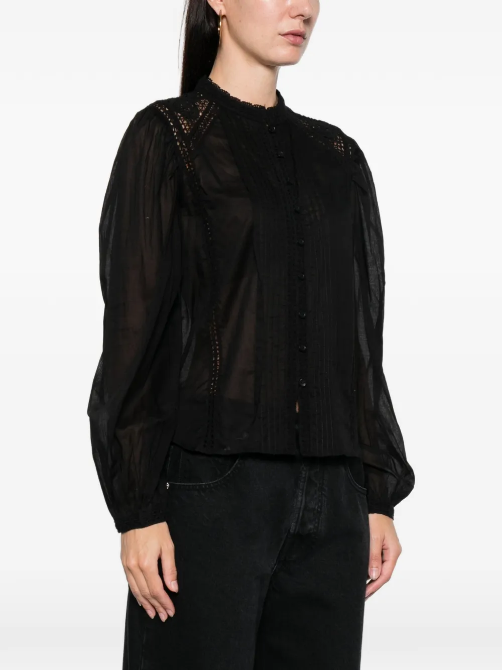 Isabel Marant Étoile Greicy Lace-panel Top In Black