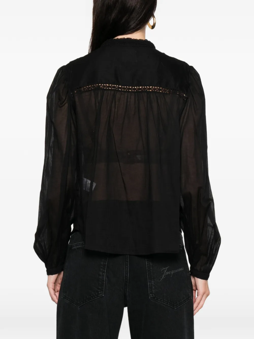 Isabel Marant Étoile Greicy Lace-panel Top In Black
